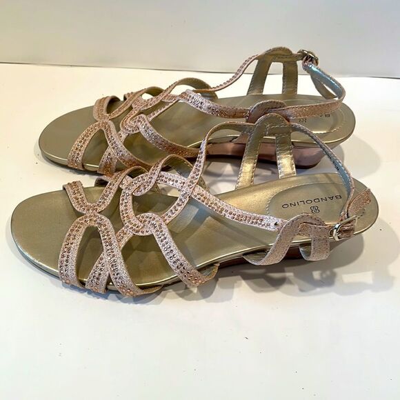 Bandolino Pink/Gold Strappy WEDGE SANDAL Size 8.5 - Picture 3 of 8